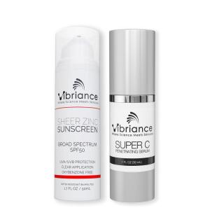 Vibriance Simple Skincare Essentials Bundle | Super C Vitamin Serum, Sheer Zinc Sunscreen SPF 50 Skin Care Set – Nourish, Protect, Illuminate